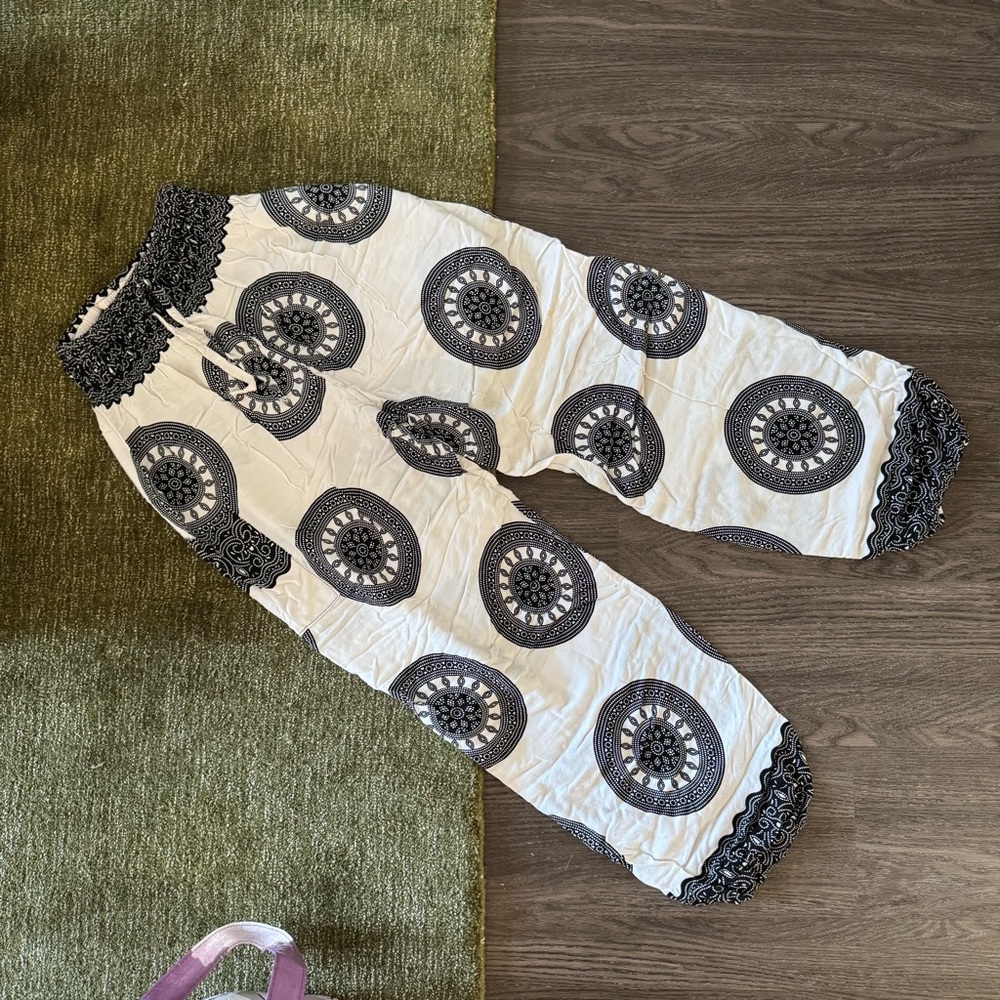 Bohemian Black and White Patterned Pants